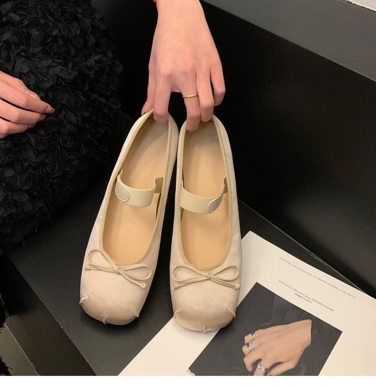 2025 Summer New Women's Pink Ballet Flats Ethereal Fairy-Like Vintage Satin Silver Mary Jane Shoes