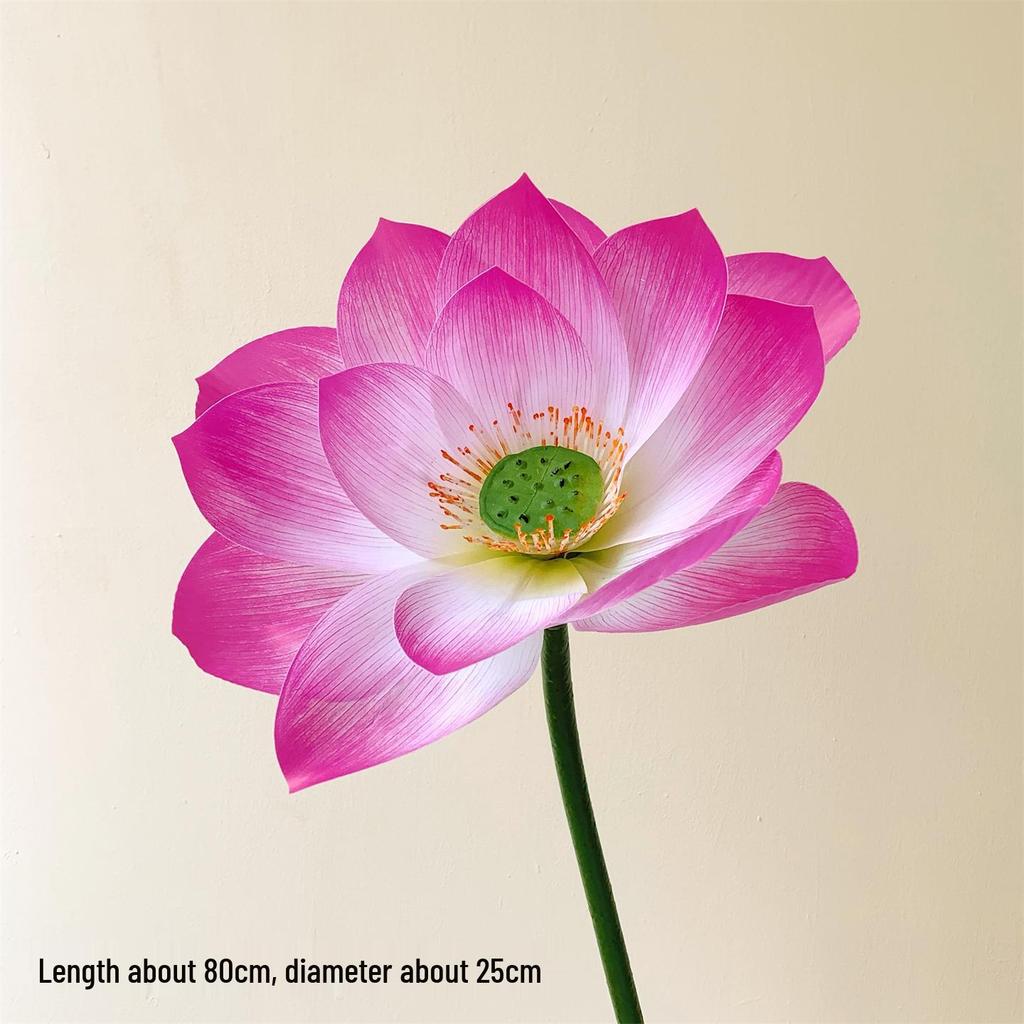 Realistic Lotus & Leaf with Stem Props - Artificial Water Lily Arrangement for Living Room Decoration