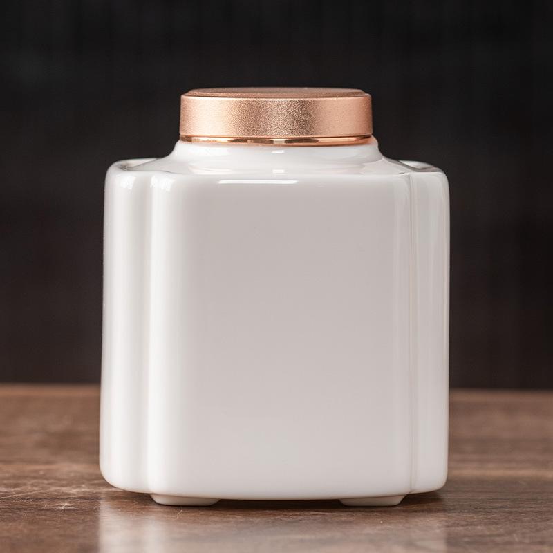 Suet jade keramisk teburk i aluminiumlegering förseglad burk hushålls Pu'er vitt te lös teburk av hög kvalitet