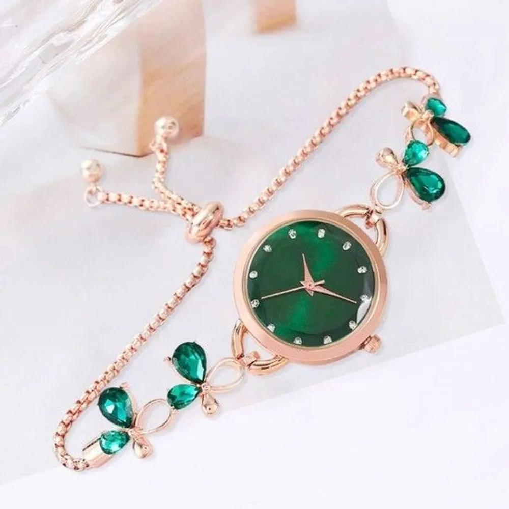 Floral Slide Women s Wristwatch (Green) Analog Watch Women s Watch Women s Watch Wristwatch Fashion Watch
