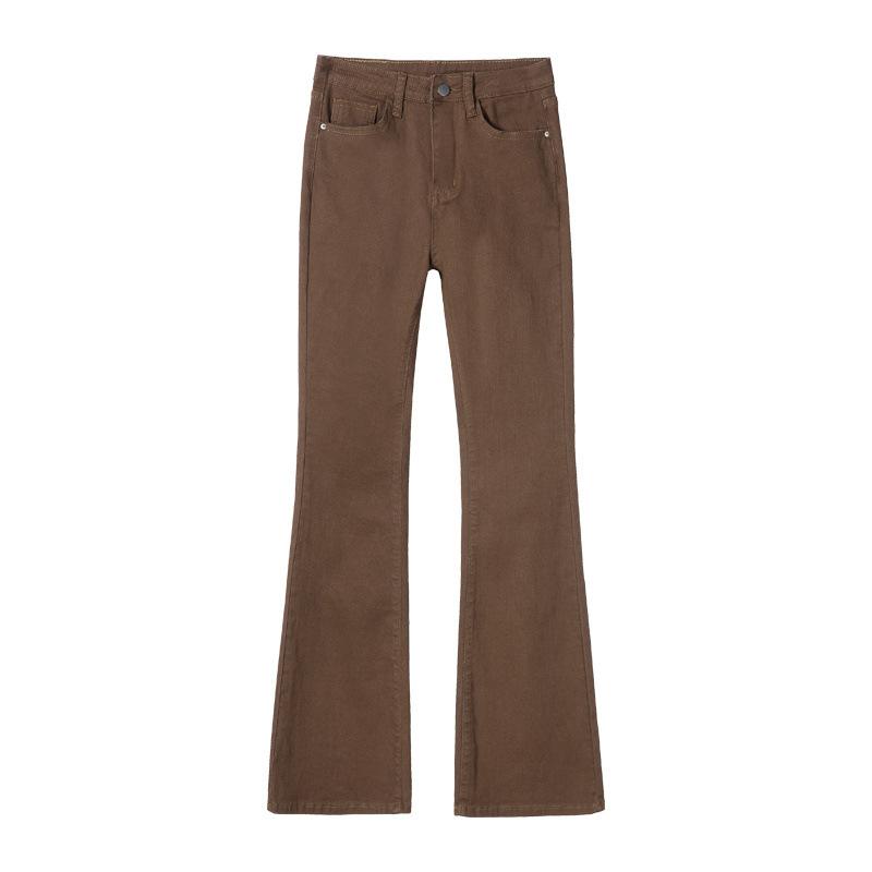 White Micro-flare Jeans for Women In Spring and Autumn Latest High-waisted Slim Small Horned Horseshoe Floor Trousers