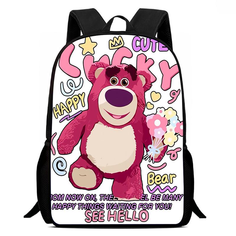 Strawberry Bear School Bag High Definition Printing Multi-Function Oxford Lightweight Backpack