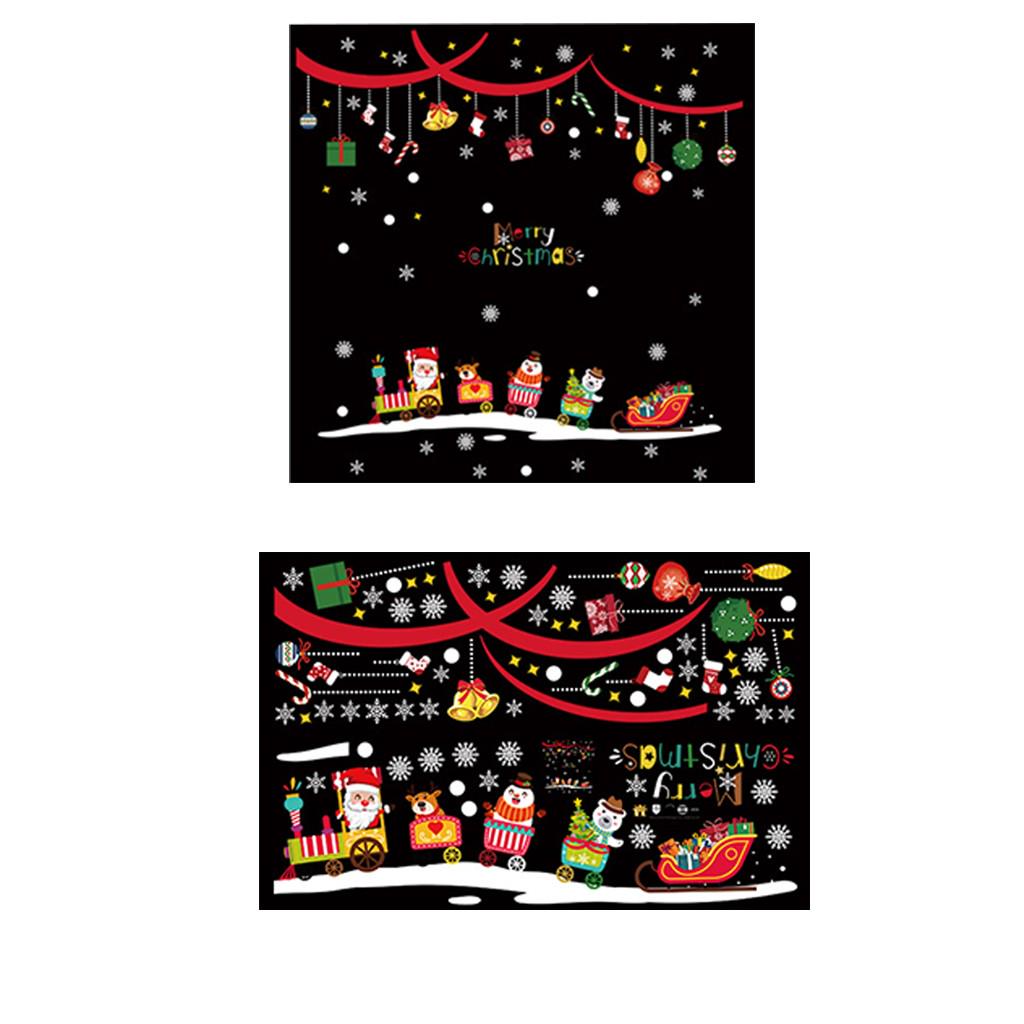 Christmas Train Holiday Scene Layout Window Glass  Window Flowers Wall Stickers