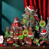 12/24Pcs Christmas Wooden Green Santa Hat Ornament Holiday Hanging Ornament for Outdoor Yard Patio Garden Home Holiday Party Decoration