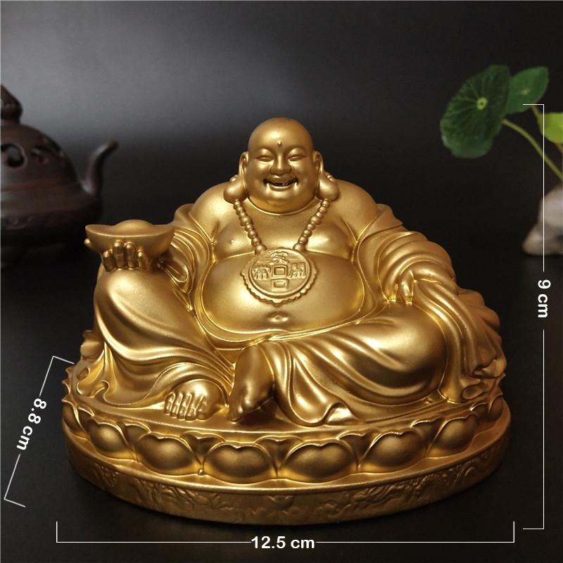 Golden Chinese Feng Shui Laughing Buddha Statues Ornaments Big Maitreya Buddha Sculpture Figurines Home Decoration Gifts