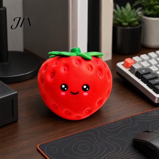 Sensory Stress Toy Cartoon Strawberry Relief Toy, Giant Squeeze Fake Management Fruit Fidget for Home Office School Anxiety