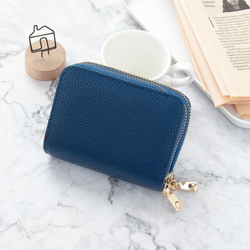 New 2025 Card Bag Women's Short Simple Solid Color Multi-card Large-capacity Zipper Student Change Bag Women