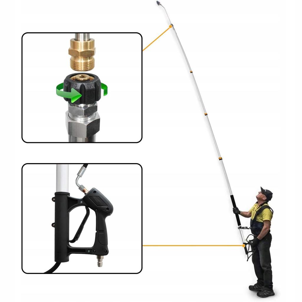 Rosfix Lanca Teleskopowa do Myjki Ciśnieniowej – Długość 1,5m–6,3m | Ciśnienie 4000 PSI | W zestawie Dysze i Pas Mocujący