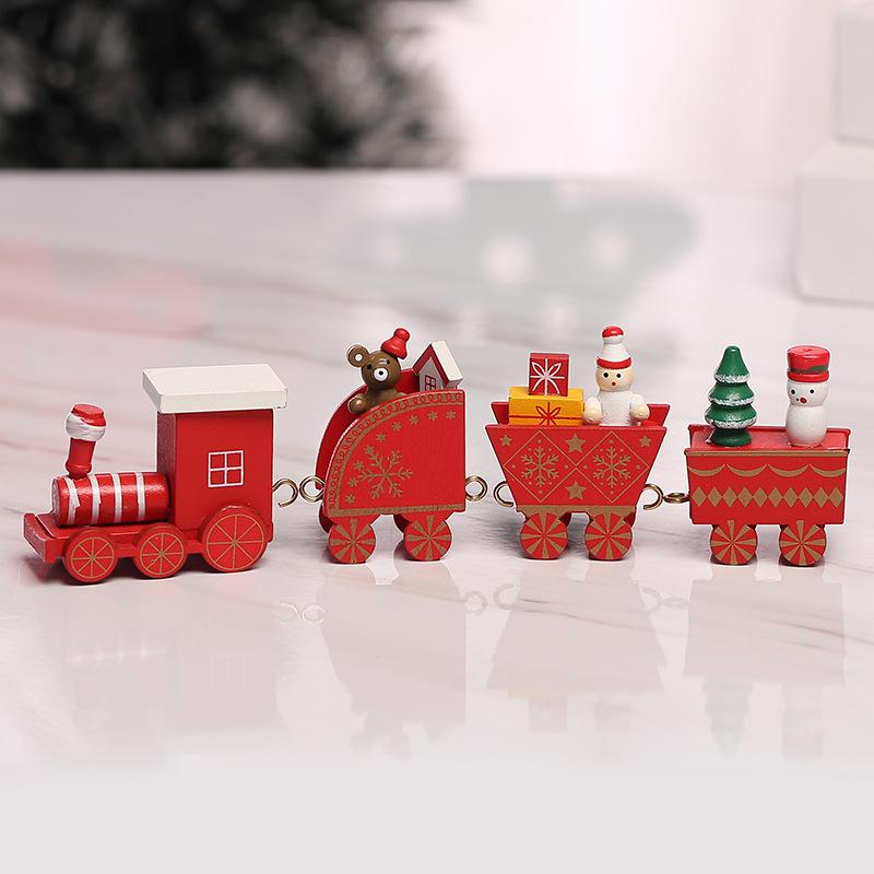 Christmas Wooden Train Merry Christmas Decorations for Home Tree Ornament Navidad Noel Kids Gift Happy New Year