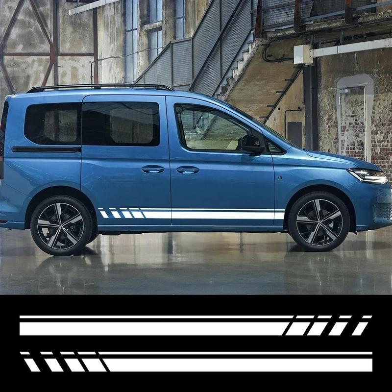 2 Stück Auto Tür Seitenleisten Aufkleber Racing Streifen Style Vinyl Decals Auto Dekor Zubehör für Volkswagen VW Caddy MK2 MK3 MK4