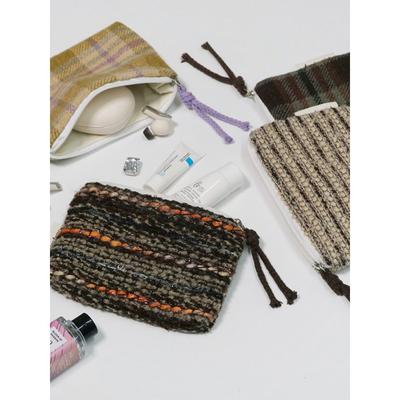 Porte-monnaie pochette porte-clés en tissu à carreaux vintage briskstyle rayé ver.2