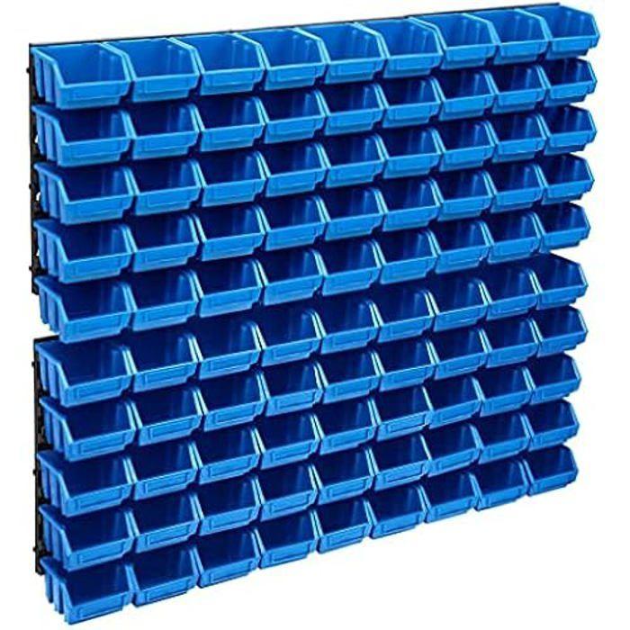 Kit de Bacs de Stockage - vidaXL - 96 pcs - 6 Panneaux Muraux - Boîtes Empilables - Plastique