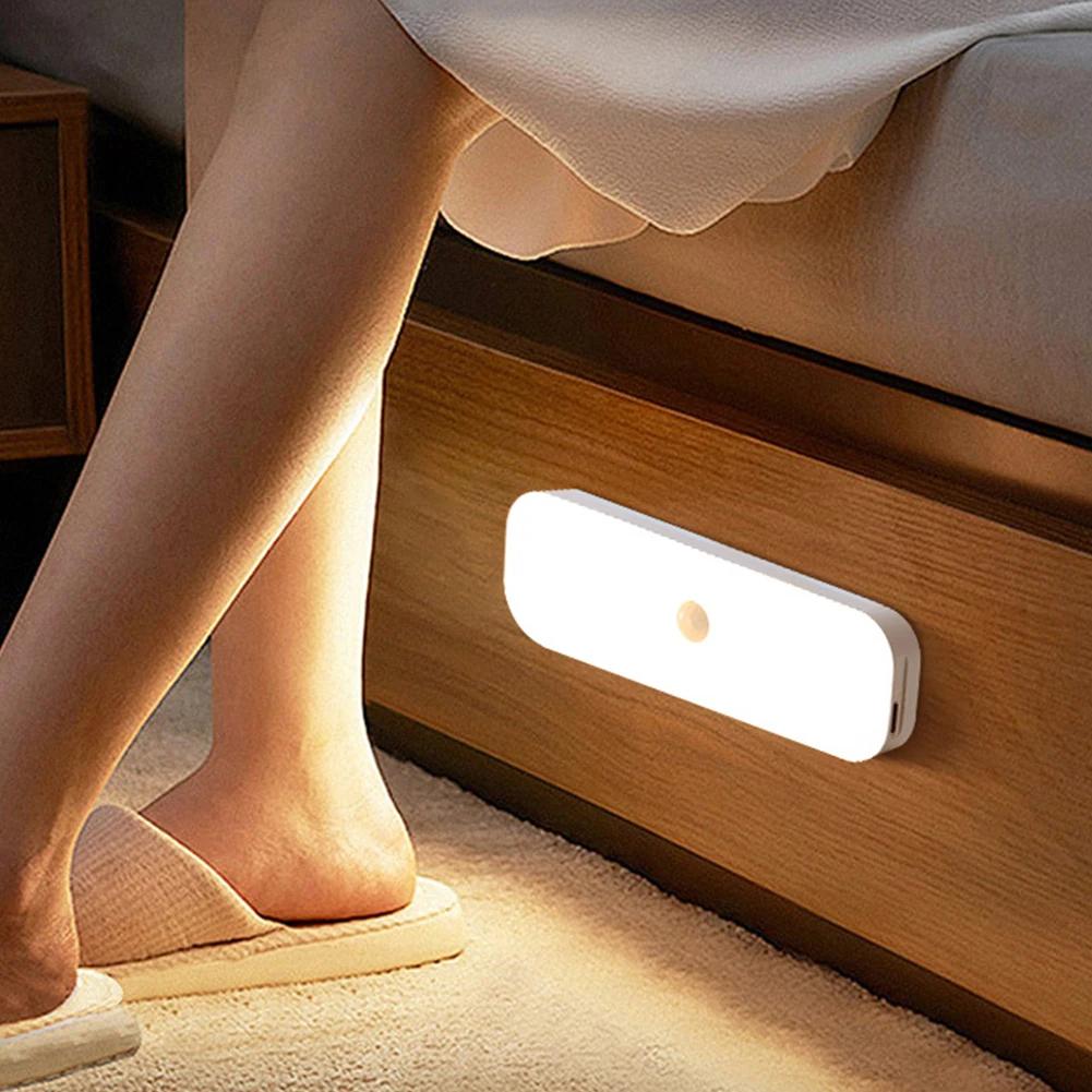 USB Rechargeable Under Cabinet Lights Smart Motion Sensor LED Dimmable Night Light for Kitchen Closet Wardrobe Stairs Lighting