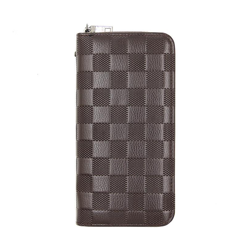 Schoolbag Plaid New Men's Zipper Clutch Bag Long Casual, Large Capacity Men's Wallet Wallet