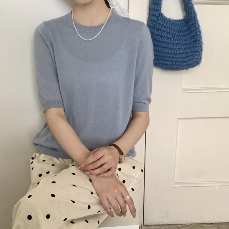 

Универсальный свободный топ-свитер с круглым вырезом, модель для начала осени, тонкий простой вязаный свитер для женщин XL