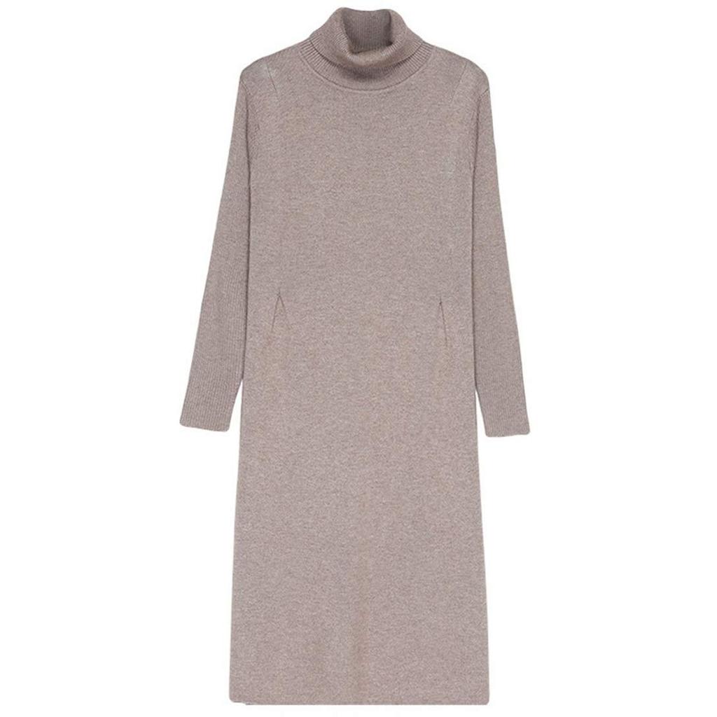 Knit Turtleneck Inner Winter Sweater Dress [Seigo] Women's Dress, A-Line, Elegant, Curly, Figure-Flattering, Sweater, Dress, Slimming, Elegant,