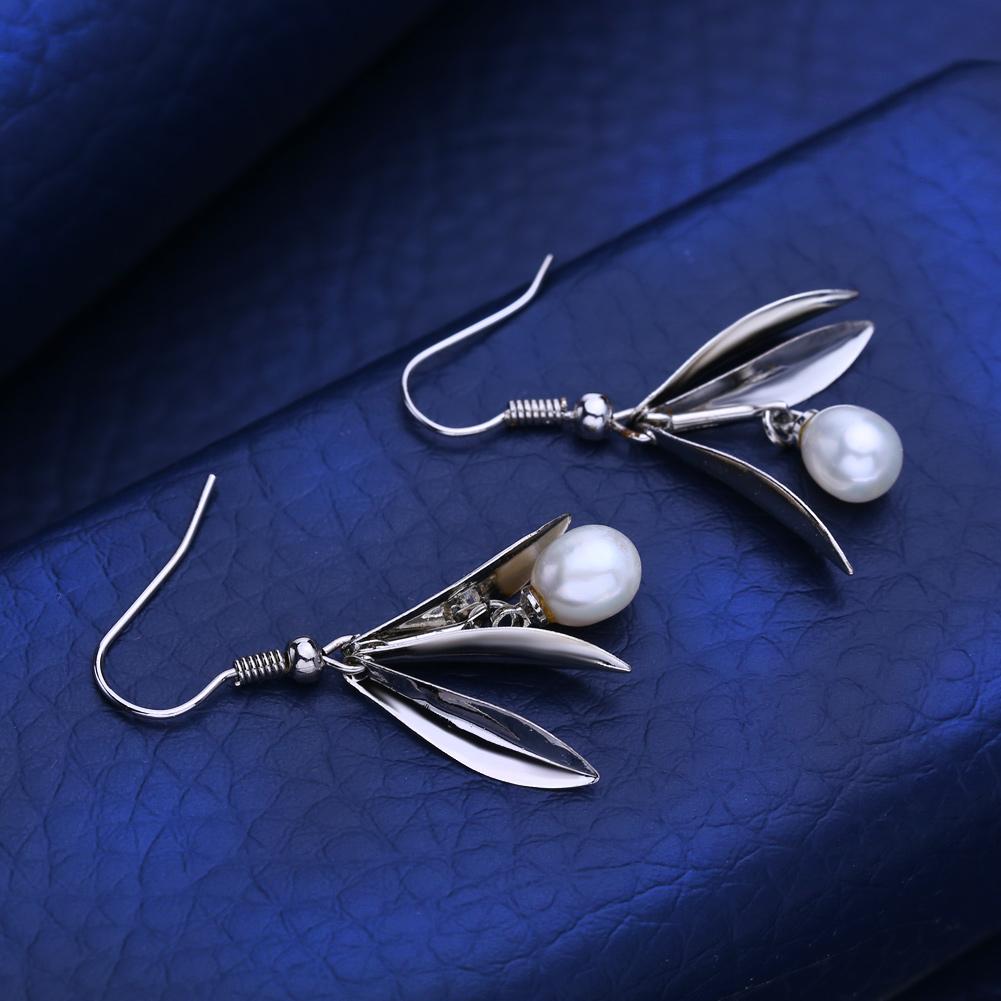 KNIKOO Leaf Freshwater Pearls Drop Earrings For Women Fashion Long Earrings Jewelry For Wedding Party Gifts