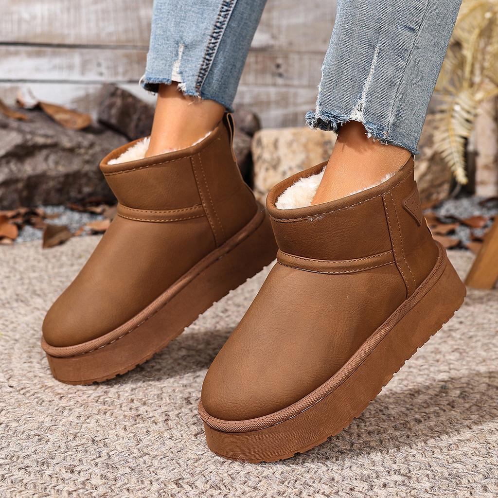 Retro Thick-soled Snow Boots, New Fleece and Thickened Short-leg Snowshoes, Cotton Shoes
