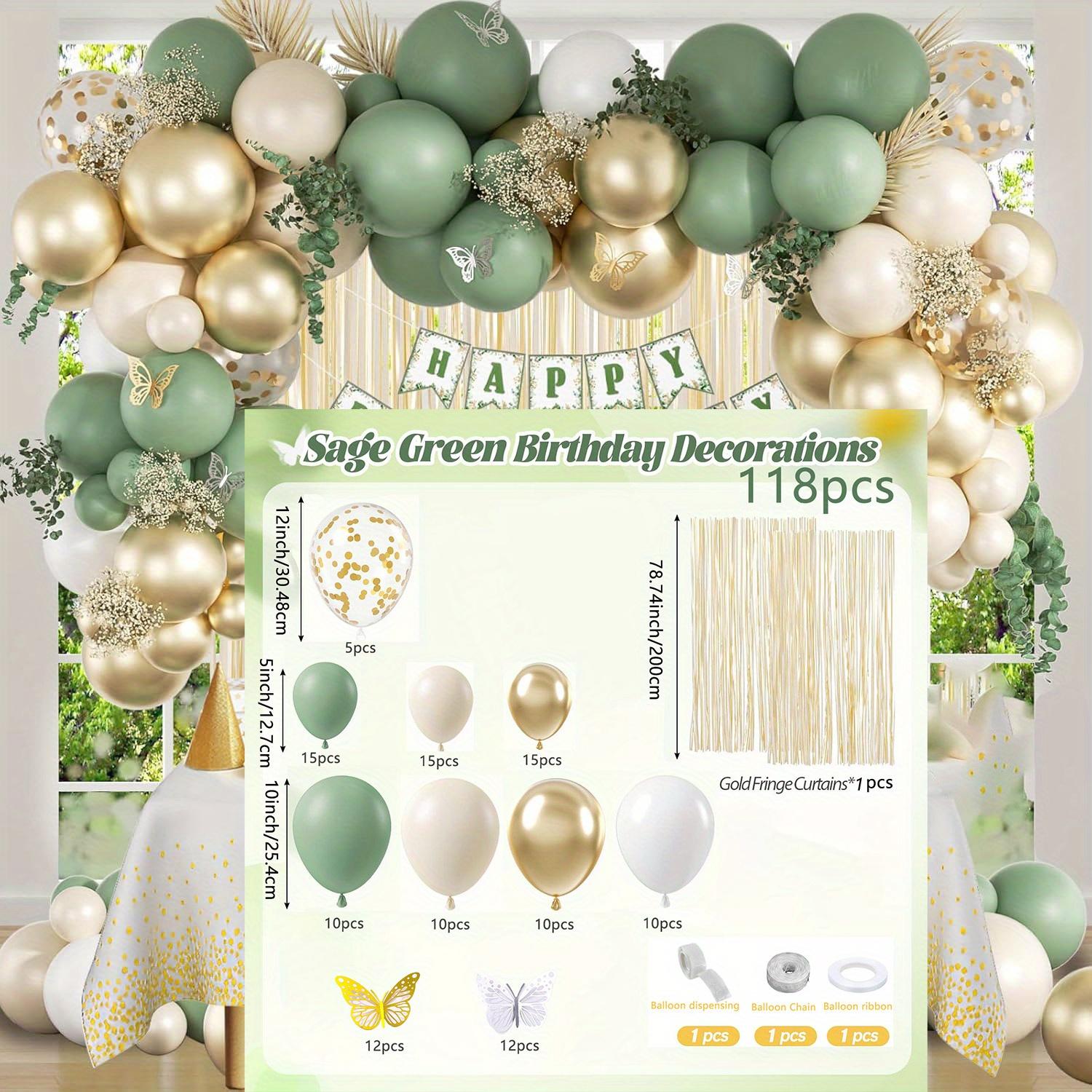 

118pcs Sage Green Decoration Set Gold Rain Curtain Suitable for Engagement Proposal Birthday Mother s Day Anniversary Decoration Other
