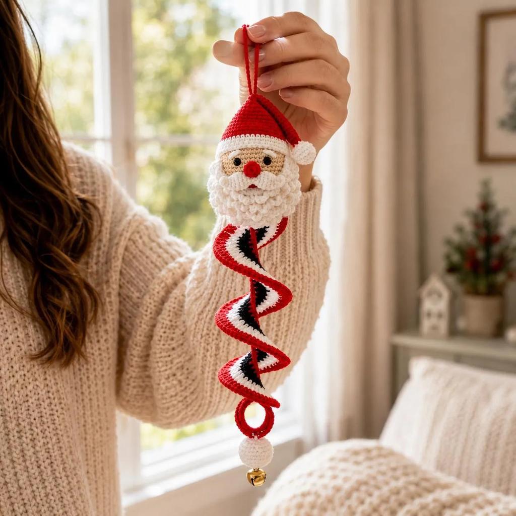 Kit de Adorno Espiral de Muñeco de Nieve a Crochet DIY Paquete de Materiales para Muñeco de Nieve Espiral a Crochet F