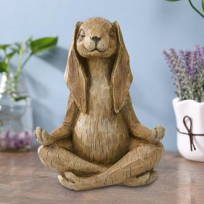 Meditation Rabbit Toy Desktop Decor Rabbit Dolls Living for Easter Decoration