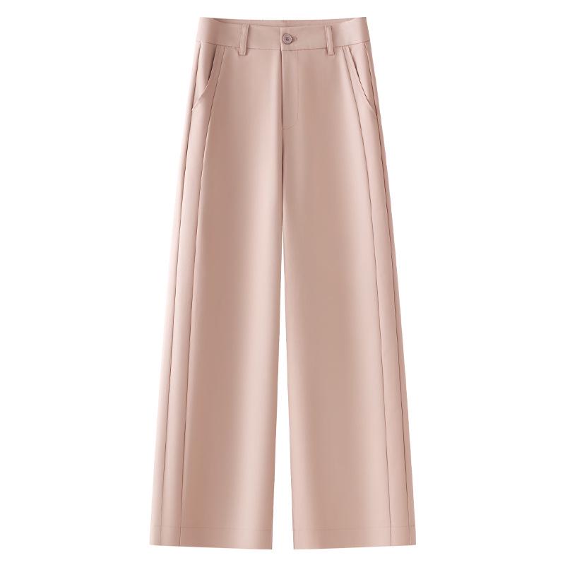 

Women s Pink Casual Wide-Leg Pants - 2025 Spring/Autumn Nine-Point Loose Fit 3XL