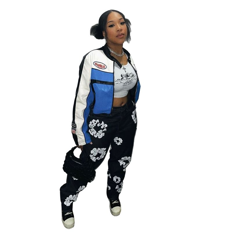 

2025 Stretch Fabric Cotton Print Denim Pants Light Blue 2XL