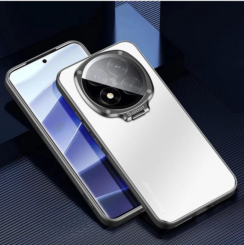 For Redmi Note 14 Pro Plus 14pro Metal Lens Camera Holder Cover for Redmi Note14 Pro+ Shockproof Matte Protection Kickstand Case