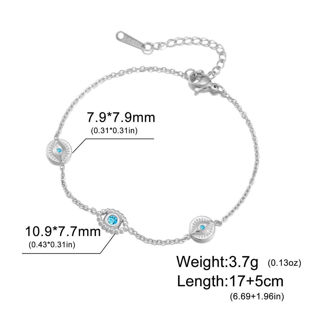 Lucky Blue Zircon Evil Eye Charm Bracelets Women's Stainless Steel Bracelet Amulet Jewelry Valentine Gifts
