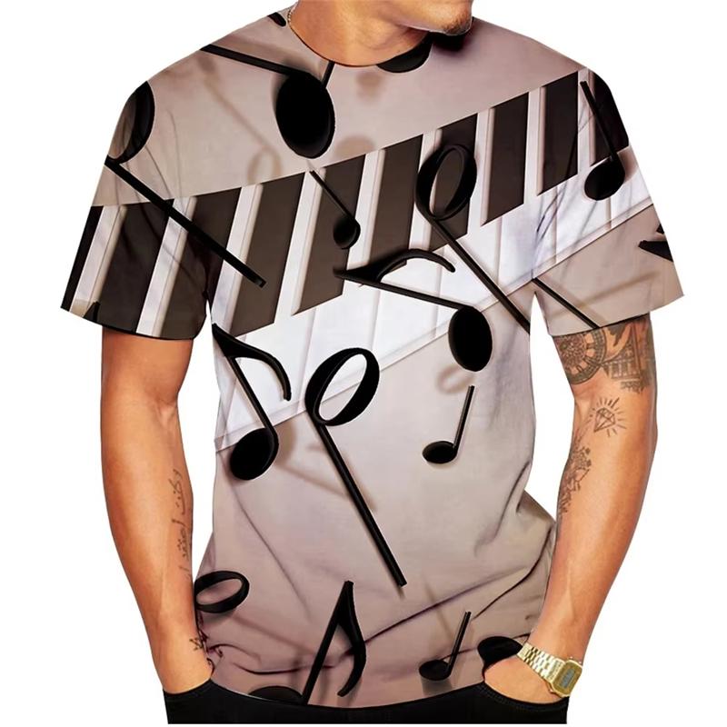 

Retro Music Notes T Shirt Men 3D Printing Colorful Irregular Graffiti T-shirt Streetwear Hip Hop Summer Oversized Tee Shirts S