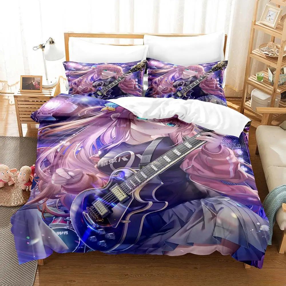 Kawaii Anime BOCCHI THE ROCK Gotou Hitori Bedding Set Single Twin Full Queen King Size Bed Set Adult Kid Bedroom Duvetcover Sets