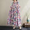 Short Sleeve Plus Size Cotton Vintage Floral New In Dresses for Women Casual Loose Long Summer Dress