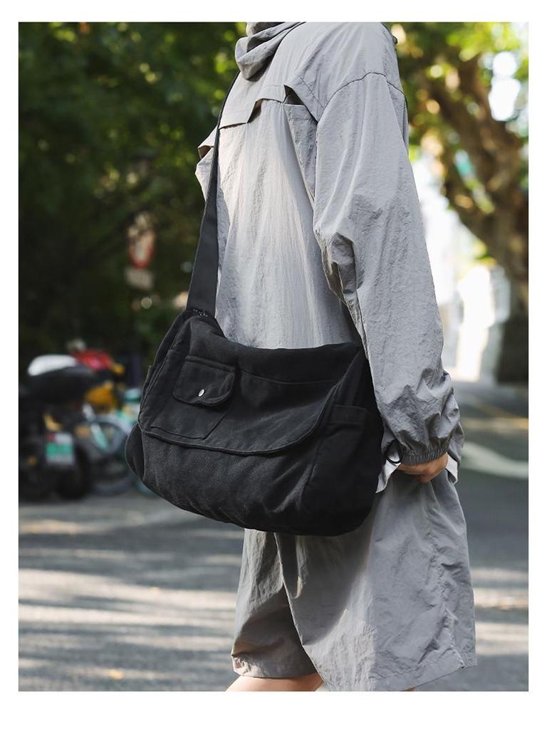 Plátěná crossbody taška v japonském stylu - Unisex ležérní jednoramenná messenger taška pro studenty