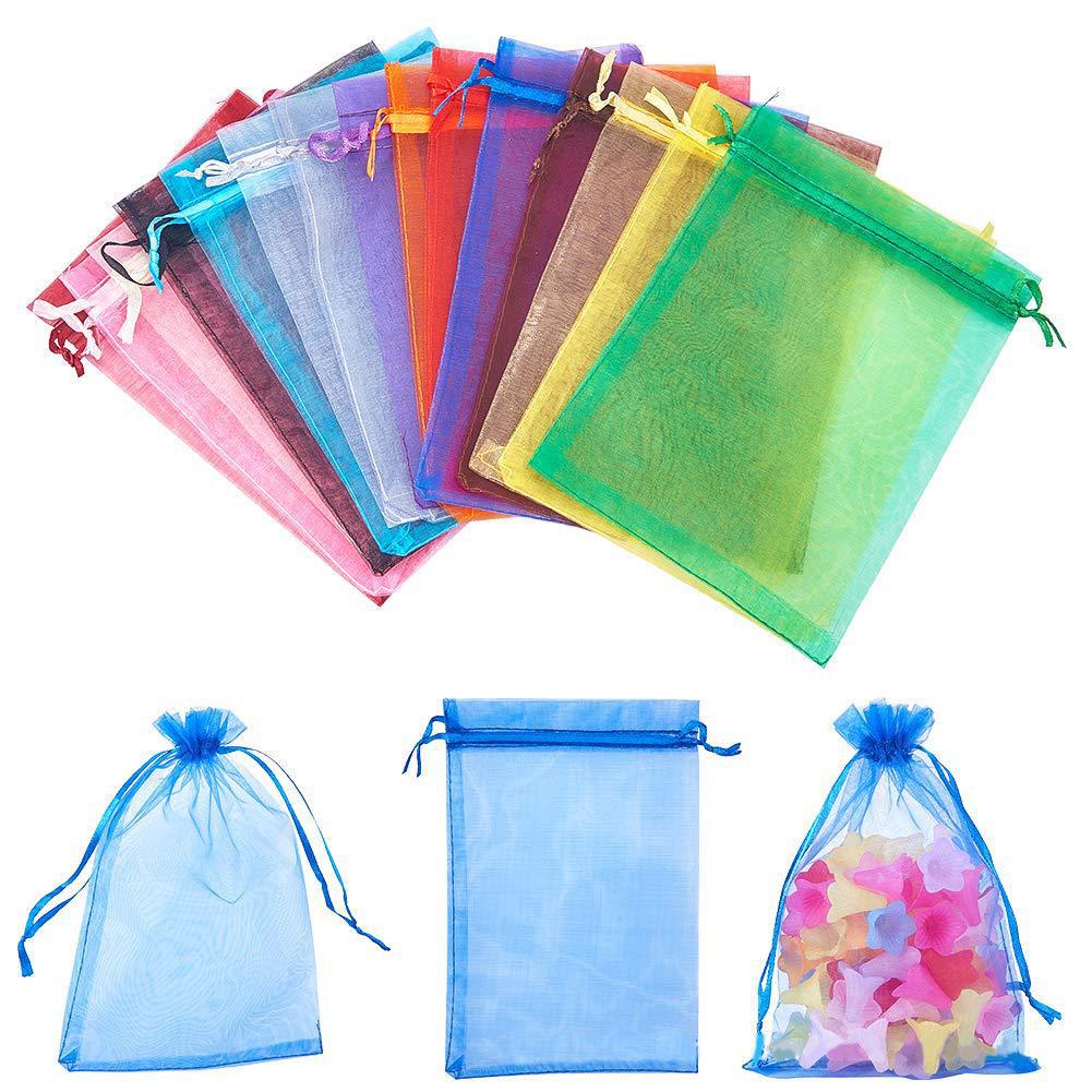 Fashion Ornaments Festival 100Pcs/Set Mini Drawstring Jewelry Color Candy Storage Mixed Mesh Bag Container