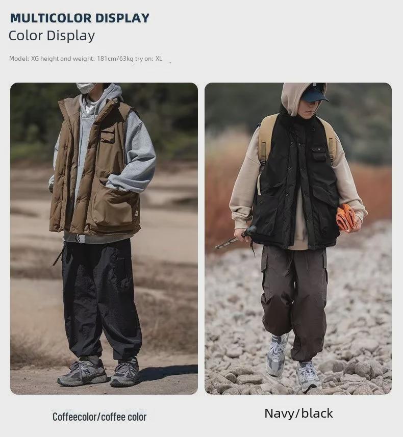 Unisex Japanese Retro Quilted Winter Workwear Vest