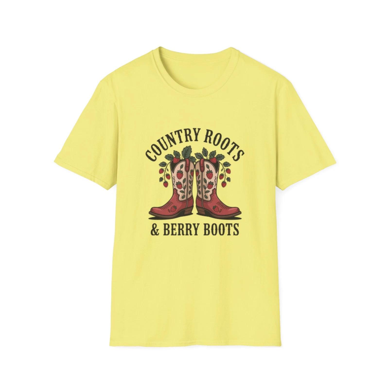 -Country Roots Cowboy Boots T-Shirt | Berry Boots Graphic S