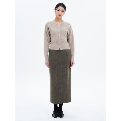 Herringbone Long Skirt Brown