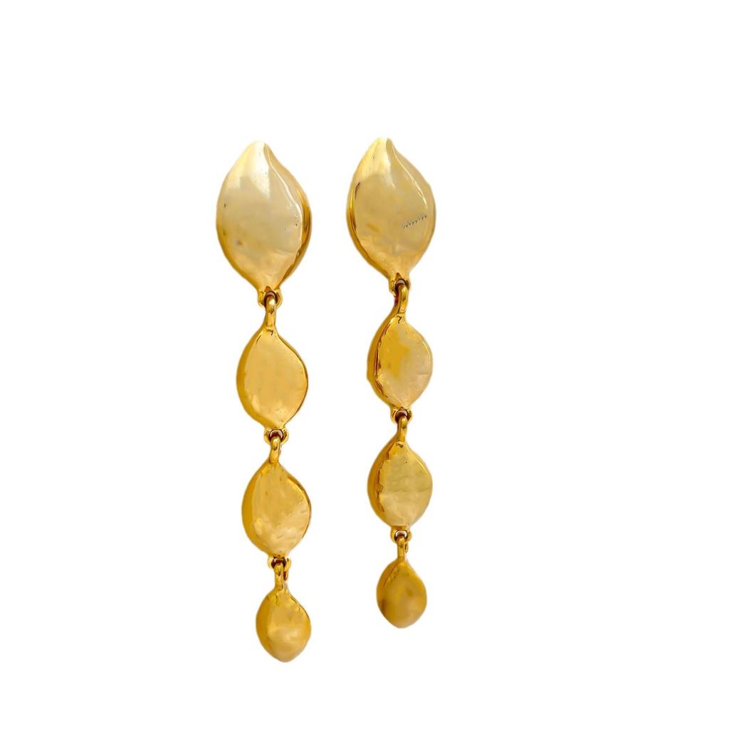 Copper-plated 18K gold water drop tassel thin earrings women's autumn and winter simple cold wind niche design temperament stud earrings