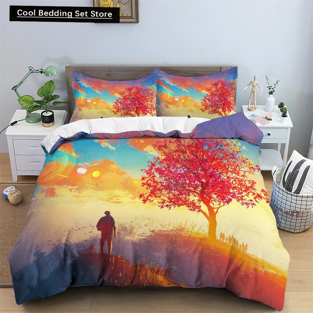 Watercolor Flowers King Queen Duvet Cover Colorful Blooming Floral Bedding Set for Teen Adult Plant 2/3pcs Polyester Quilt Cover