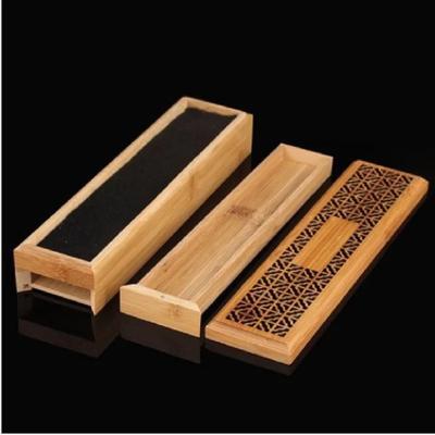 Bamboo Incense Burner Holder Zen Joss Stick Box Hollow Antique Finish Tea Culture
