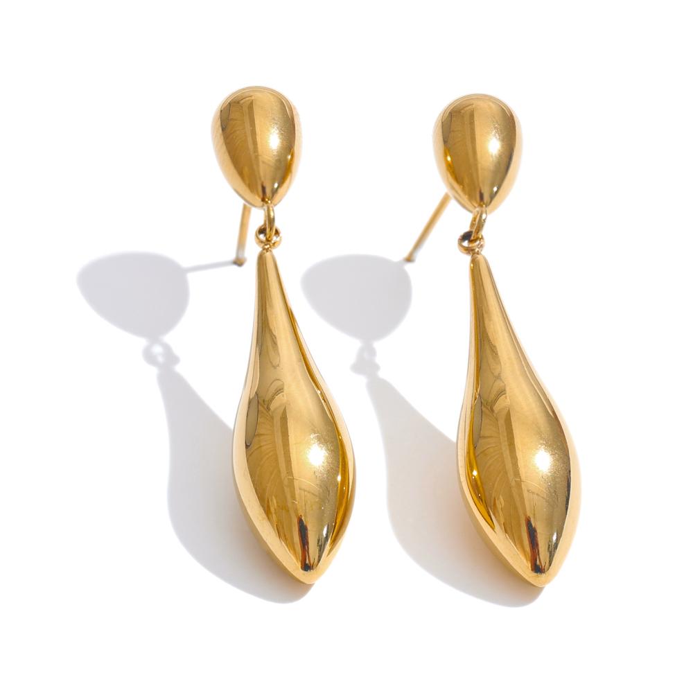 

Yhpup Charm Polished Stainless Steel Water Drop Statement Earrings Gold & Platinum Plated Rust Proof Office Temperament Jewelry Real Gold PVD Plated