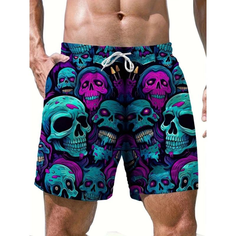 Pantalones Cortos Casuales de Playa para Hombre Estampado de Llama Azul 3D Secado Rápido Cintura con Cordón