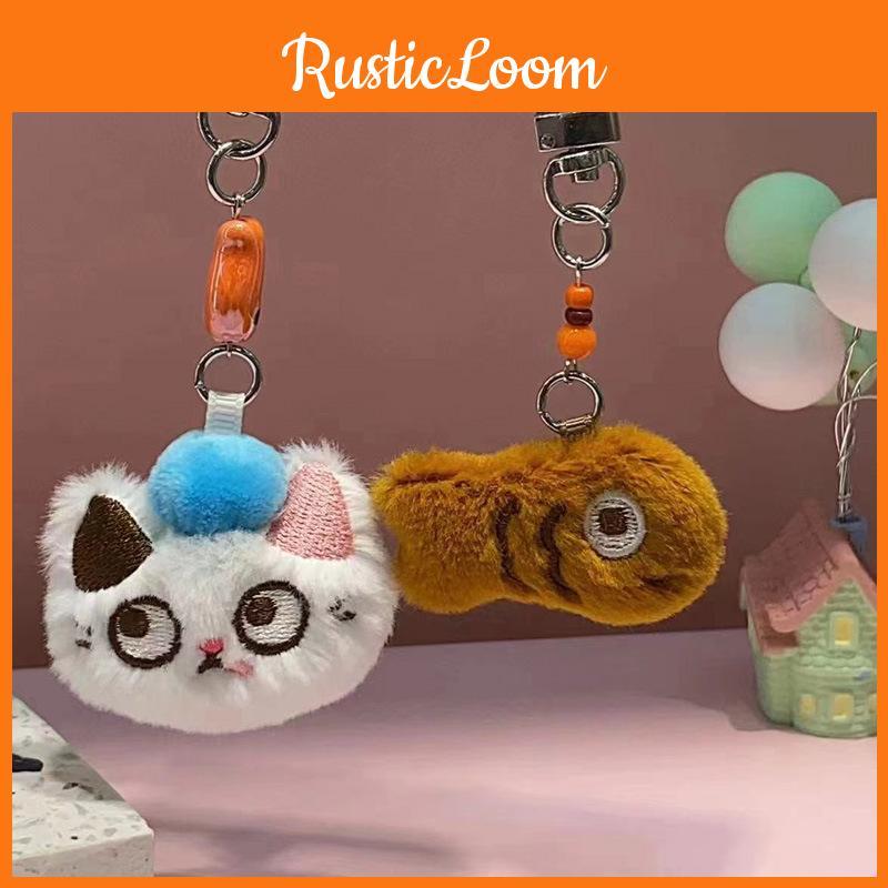 Plush Mini Delightful Cartoon Keychain Featuring Cats And Dogs For Bags Trendy