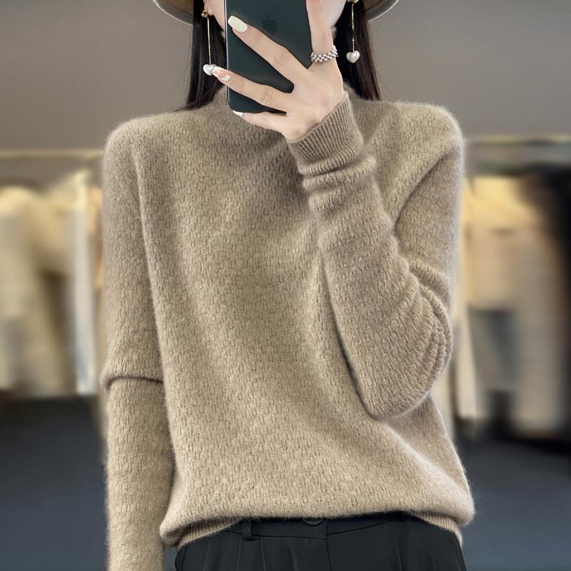 Damen Rollkragenpullover, Qinghe Kaschmir, 30% Kaschmir 70% Wolle, Winter Strickpullover Herbstpullover Kaschmirpullover