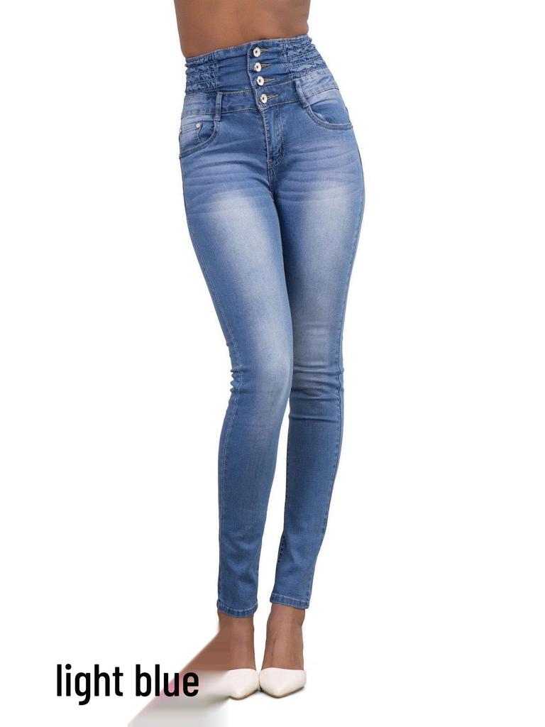 Jeans Ajustados de Cintura Alta para Mujer Estilo Europeo y Americano, Pantalones Largos, Alta Elasticidad, Cómodos, Moda 2022.