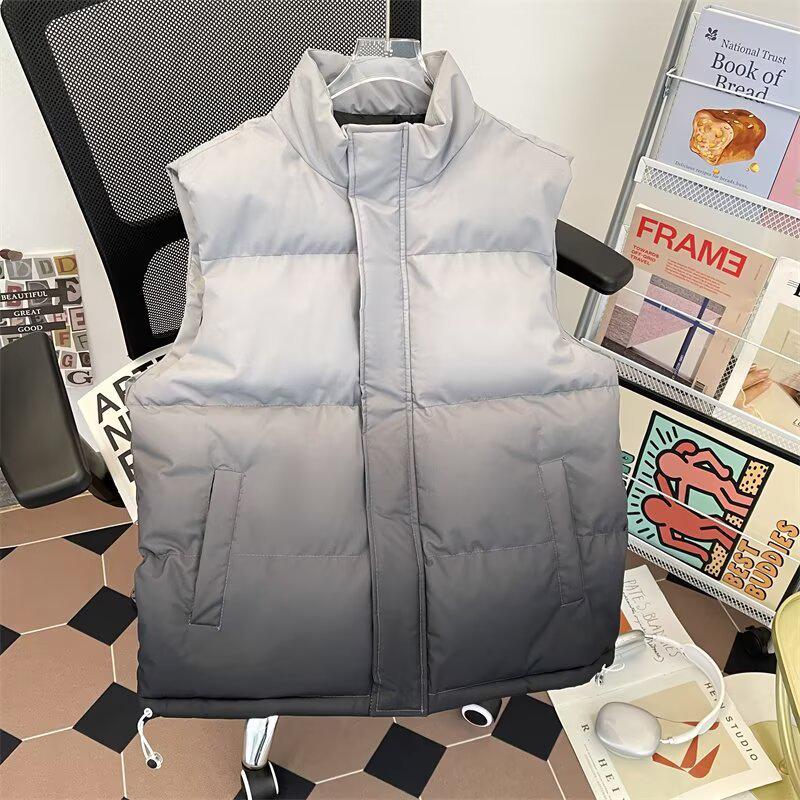 Unisex Gradient Stand Collar Winter Vest - Fashionable, Casual, and Versatile Outerwear