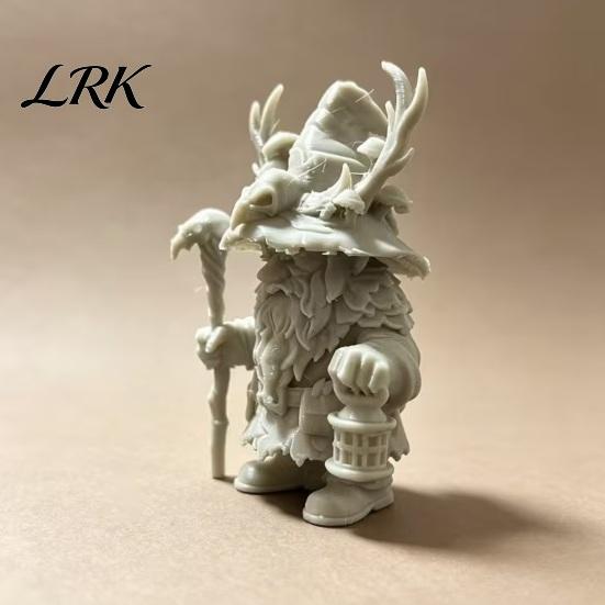 White Mold Blank Decoration Dwarf Wizard Figurine, 3D Printed Fantasy Mage Statue, Forest Sorcerer Decor Burr-free Model for Desk Shelf, Easter