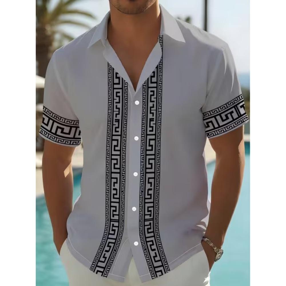 

Men s Simple Pattern 3D Print Shirt Button Up Shirt Casual Shirt Summer Shirt Short Sleeve Daily Vacation Clothing 8XL сірий