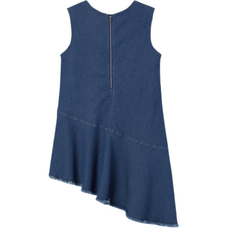 Levis Casual Comfortable Solid Color V-Neck Asymmetrical Hem Denim Sleeveless Dress Women Dresses 003U6-0000