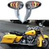 Motocikla Chrome LED atpakaļskata spoguļi ar pagrieziena signāliem Harley Davidson Road King aizmugurējā skata sānu spoguļa gaismai